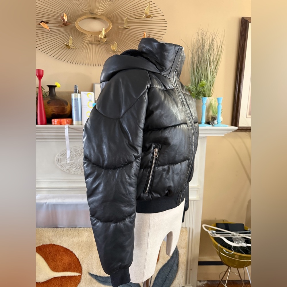 Quince 100% Leather Puffer Jacket in black size S - Picture 8 of 16